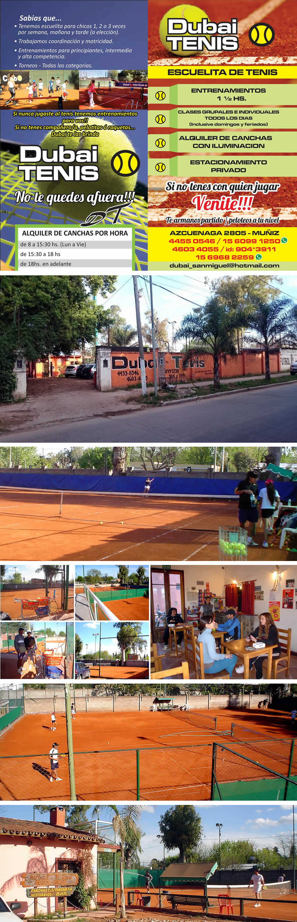 Dubai Tenis, alquiler de canchas y escuela de tenis